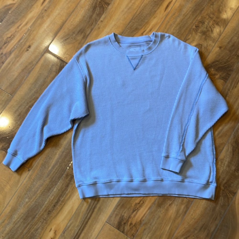 Aerie Light Blue Waffle Knit Sweatshirt